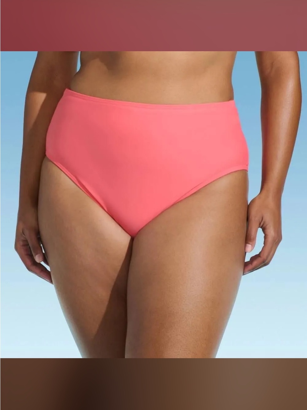 Smoothing High Waist Bikini Bottom - Coral Pink 3X